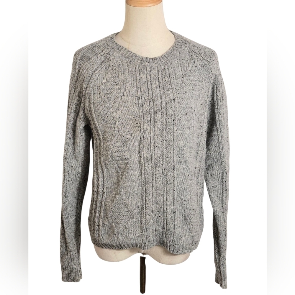 Madewell Heather Gray Wool.Back Zip Sweater